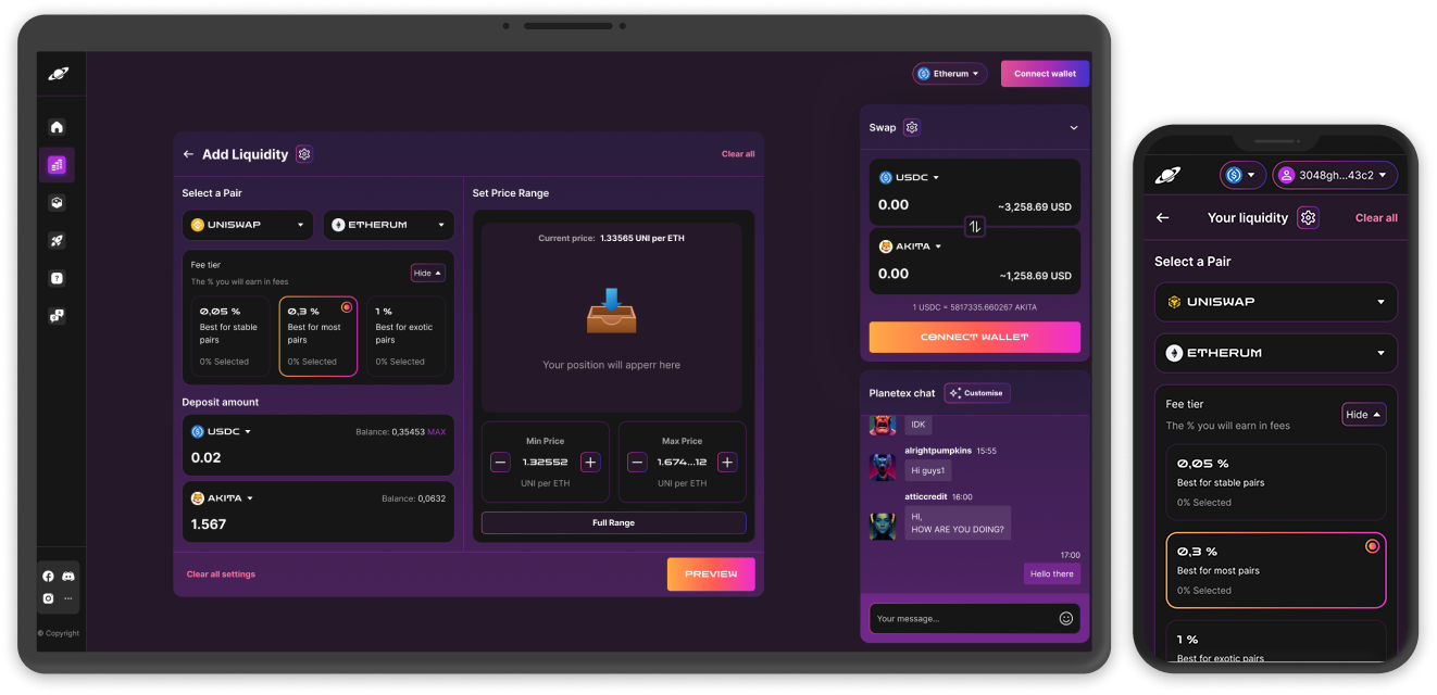 DexPlanet — launchpad IDO + vesting schedule